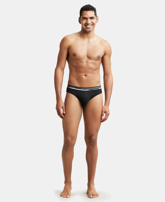 Super Combed Cotton Solid Brief with Ultrasoft Waistband - Black (Pack of 2)