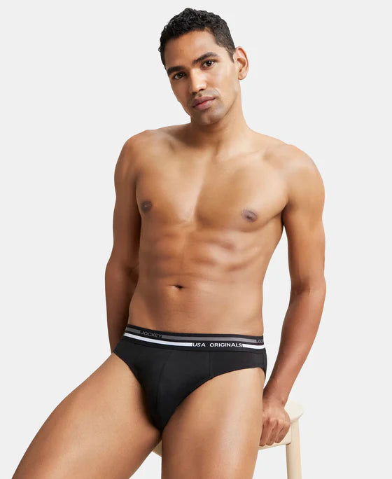 Super Combed Cotton Solid Brief with Ultrasoft Waistband - Black (Pack of 2)