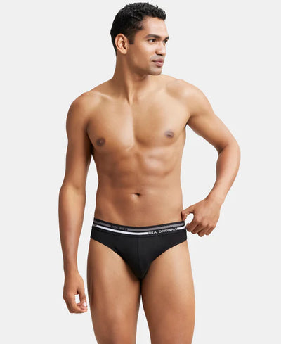 Super Combed Cotton Solid Brief with Ultrasoft Waistband - Black (Pack of 2)