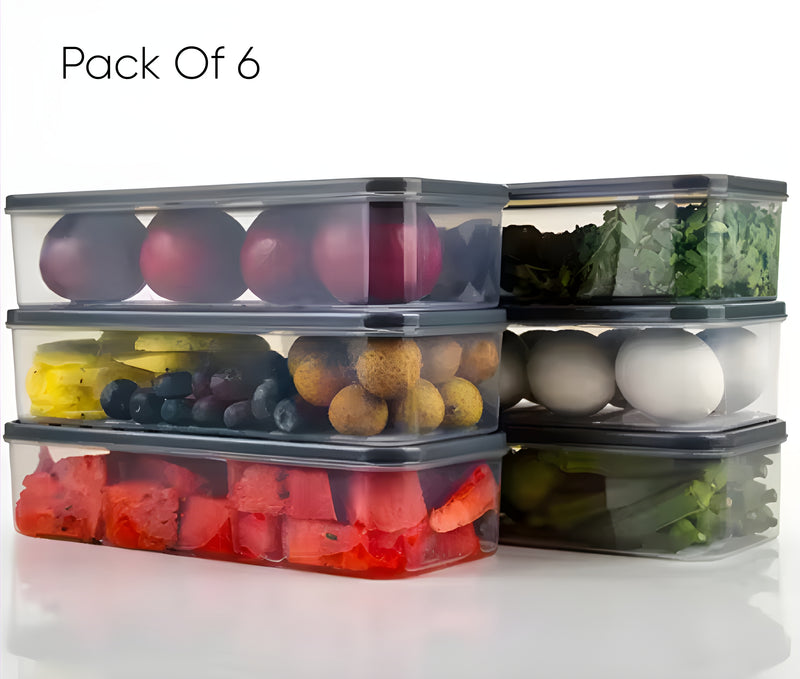 ClearStack™ 6-Piece Fridge Storage Container Set | BPA-Free | Stackable | Airtight | Multipurpose Kitchen Organizer