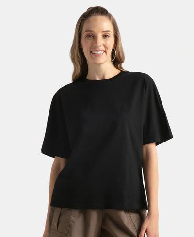 Super Combed Cotton Rich Oversized T-Shirt With Dolman Sleeve Styling - Thyme